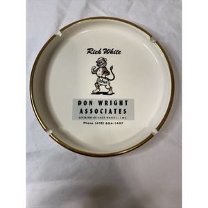 Vintage Ceramic Ash Tray With Gold Trim Rich White Don Write Associates Oakland